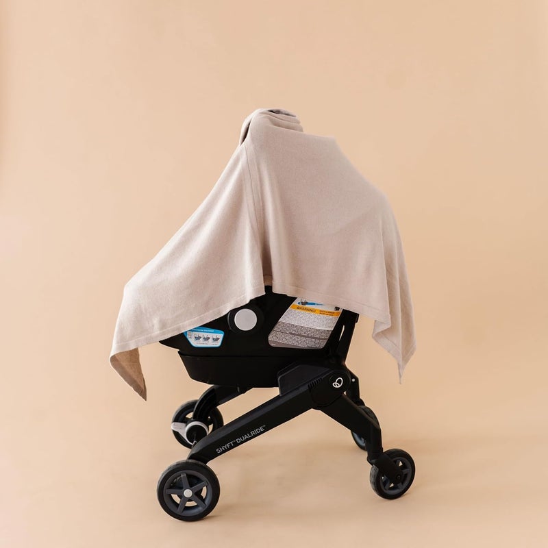 MakeMake Organics Knit Breathable Nursing Cover Up for Breastfeeding - Soft GOTS Certified Organic Cotton Breastfeeding Cover Up for Women - Privacy Feature, Beige - Image 4